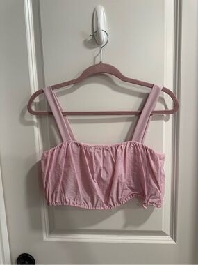 Daily Drills Pink Cropped Tank Top with Wide Straps